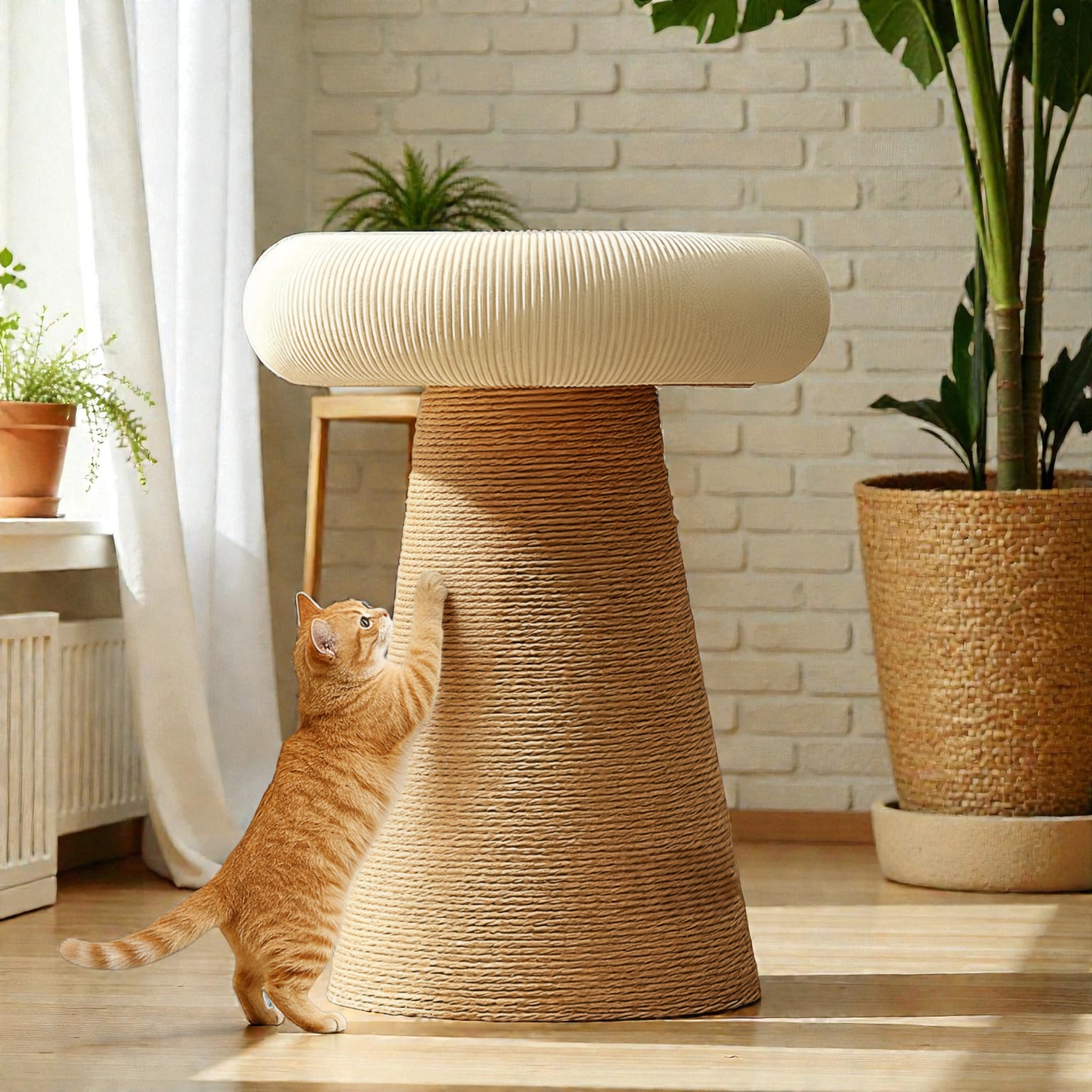 Zoiazoo Sisal Cat Tree – Space-Saving Small Cat Scratching Post with Integrated Cat Bed and Vertical Scratcher