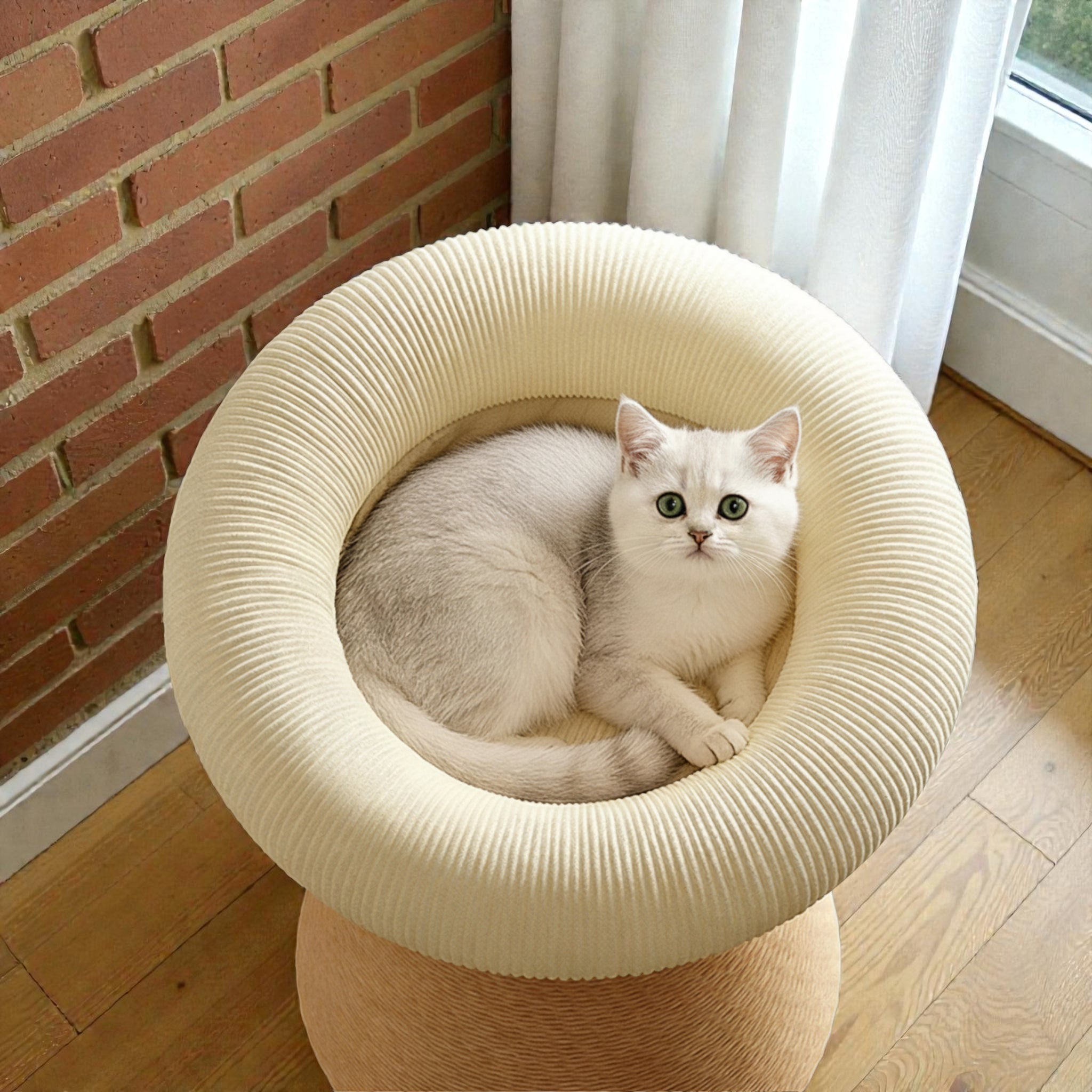 Zoiazoo Sisal Cat Tree – Space-Saving Small Cat Scratching Post with Integrated Cat Bed and Vertical Scratcher