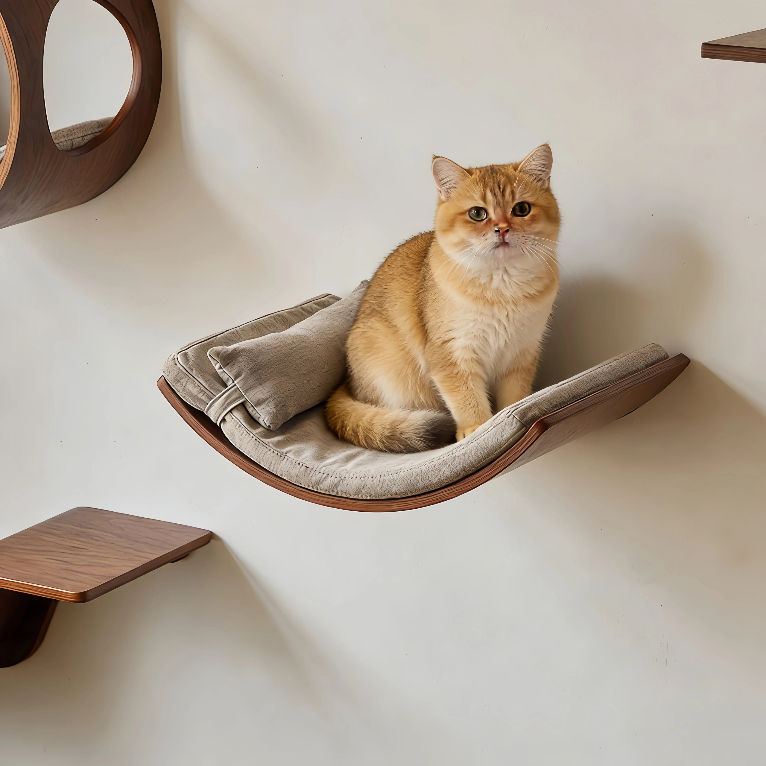 Zoiazoo Solid Wood Wall Cat Step – All-Season Wall-Mounted Cat Bed & Jump Platform, Space-Saving Home Climbing Shelf