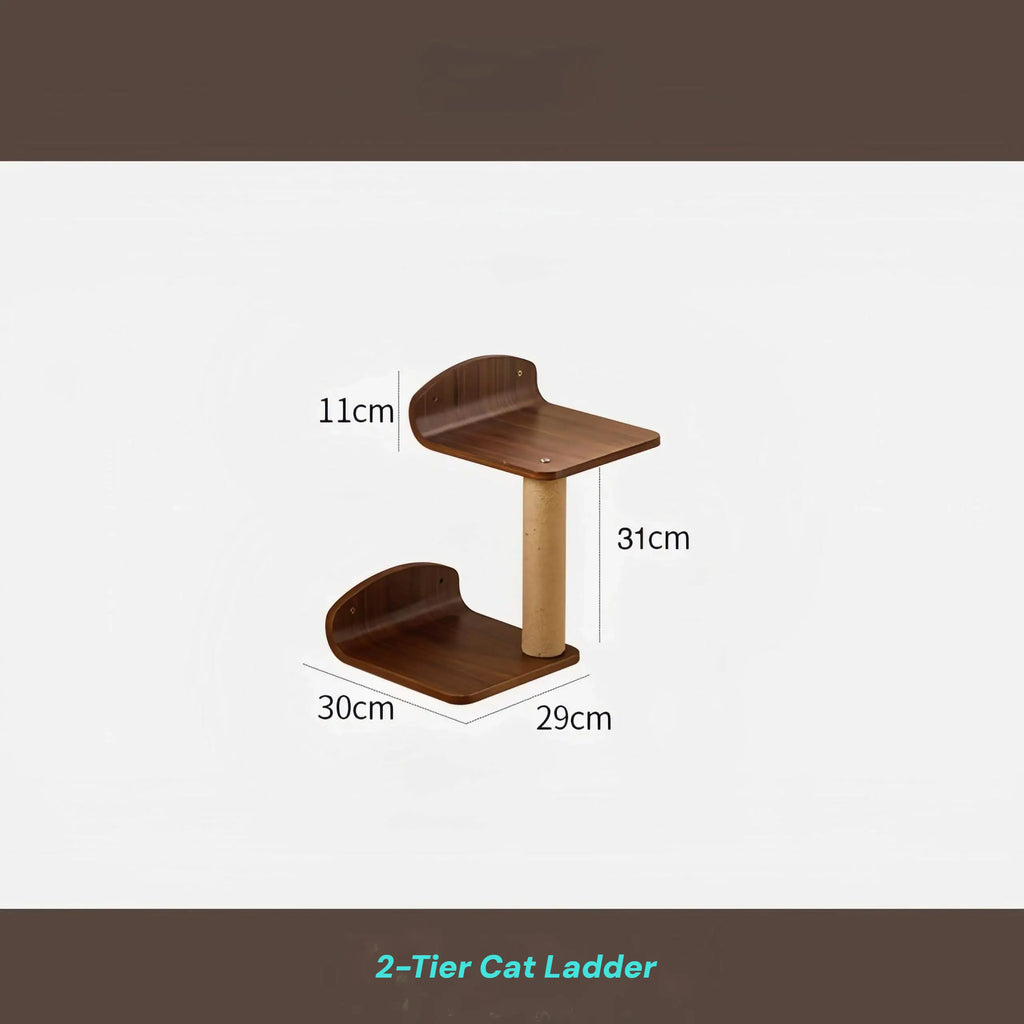 Zoiazoo Wall-Mounted Solid Wood Cat Wall System – Space-Saving Home Cat Climber with Moon Bed, Sun Pod, Steps, Slide, Ladder, Scratching Post & Cat Run