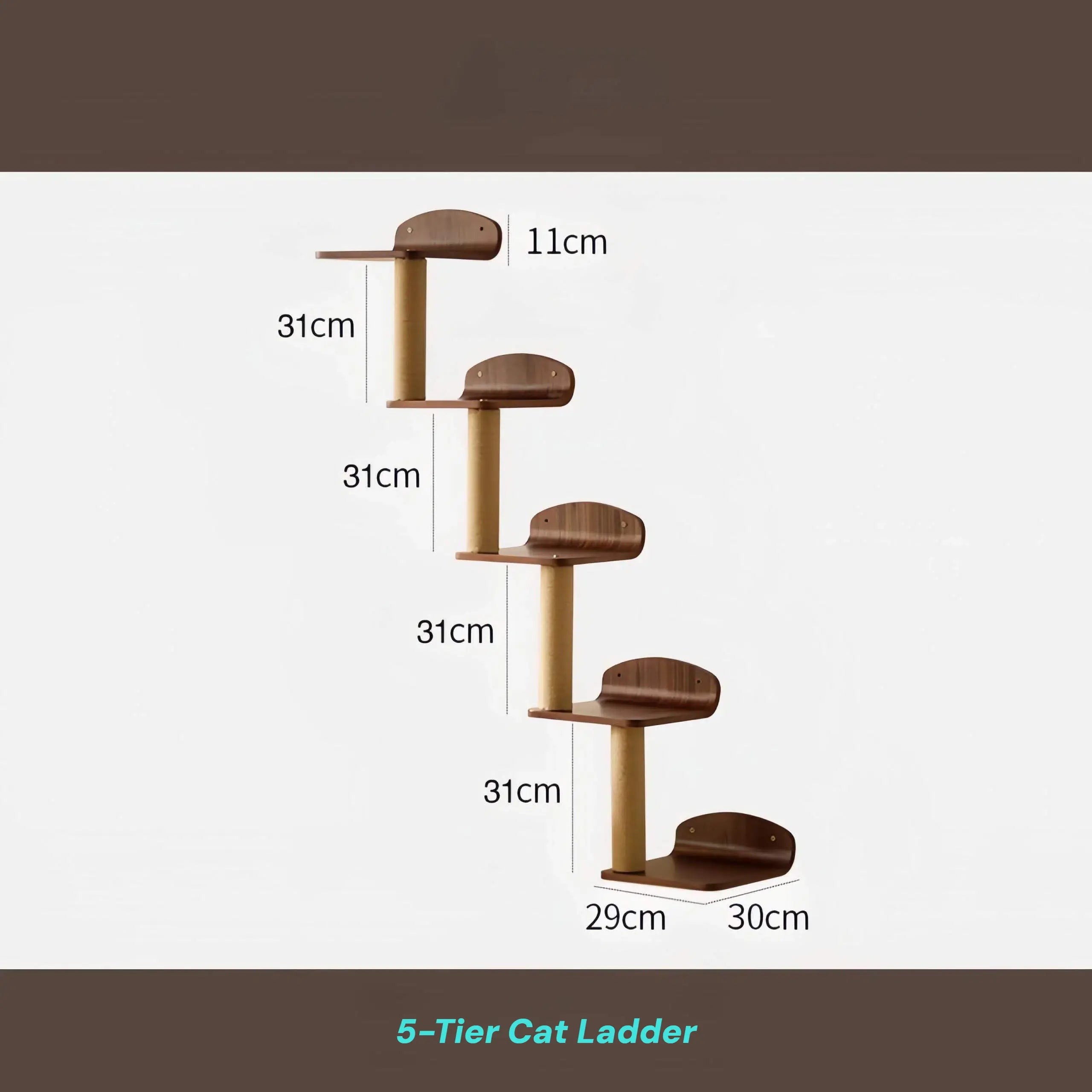 Zoiazoo Wall-Mounted Solid Wood Cat Wall System – Space-Saving Home Cat Climber with Moon Bed, Sun Pod, Steps, Slide, Ladder, Scratching Post & Cat Run