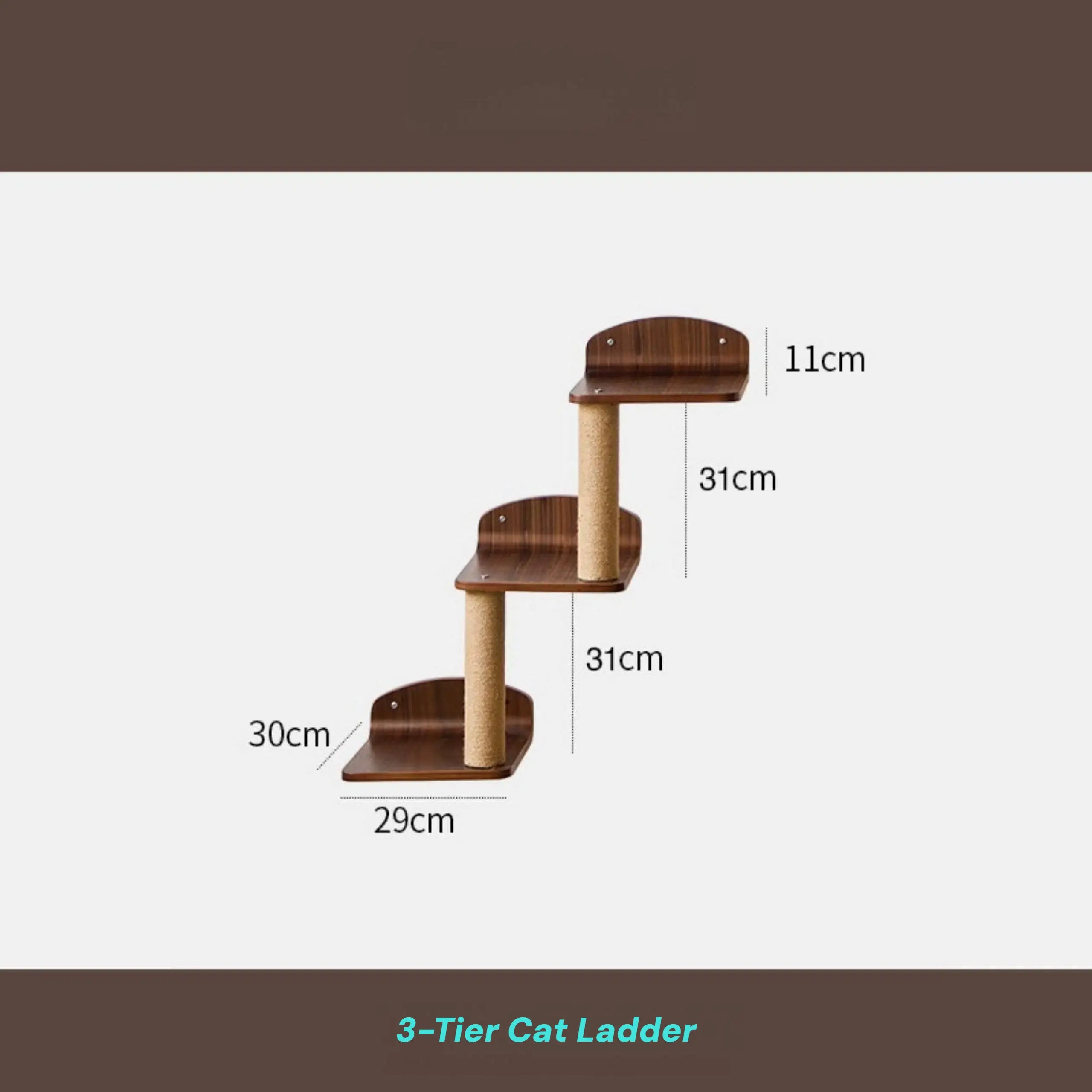 Zoiazoo Solid Wood Wall Cat Ladder – Wall-Mounted Cat Steps with Integrated Bed & Scratching Post, Space-Saving Home Climbing Stairs