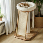 Zoiazoo Solid Wood Cat Tree – Space-Saving Small Cat Tower with Integrated Cat Bed, Scratching Board & Sisal Post